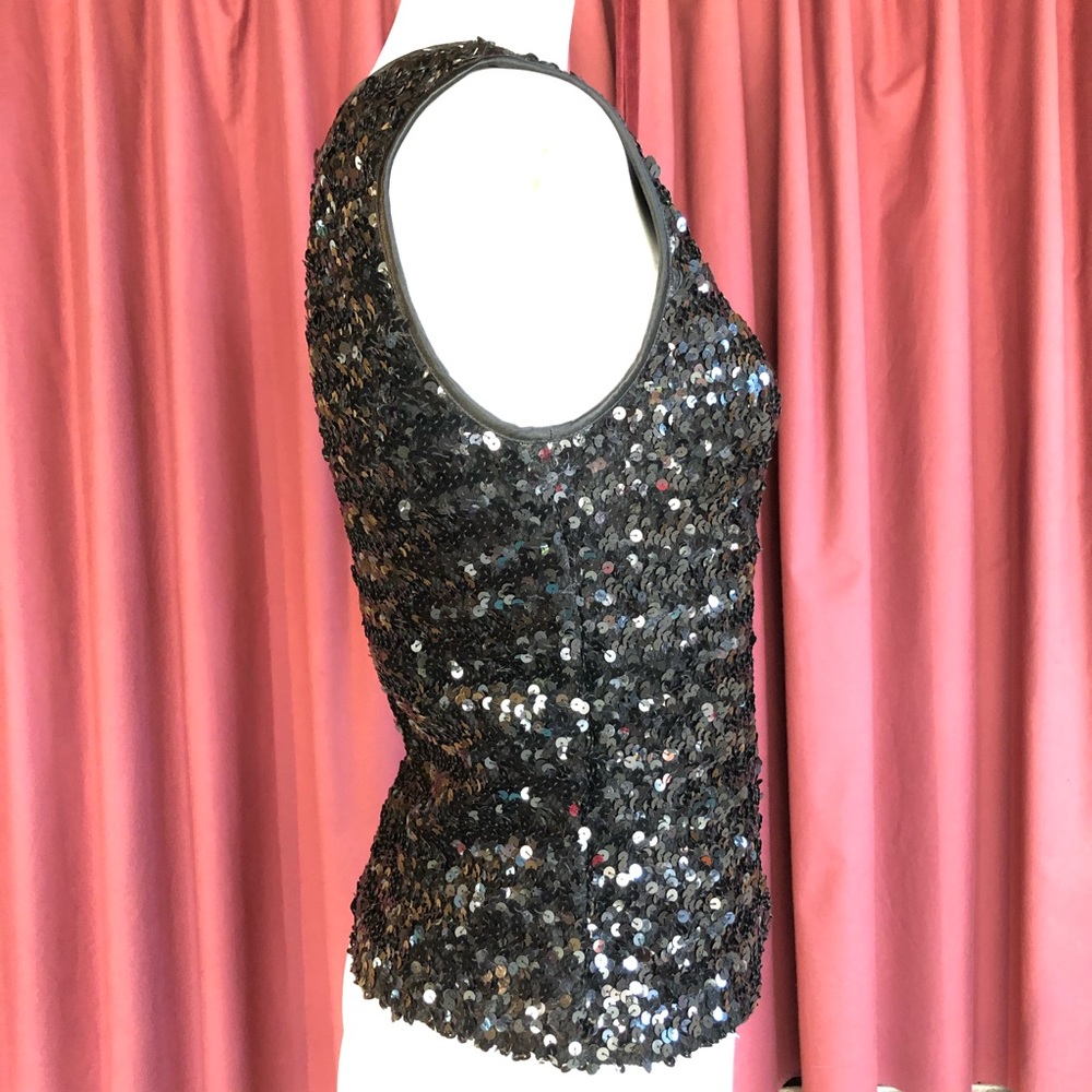 Vtg. Karen Kane Black Sequin Top - Picture 5 of 12